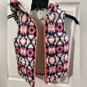 One Step Ahead Kids Geometric Puffer Vest - Pink, Blue, White